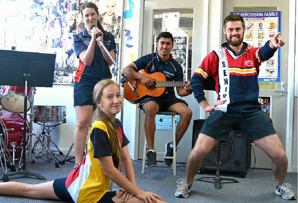 Warwick State High School talent Lucy Boland, Noel Stockwell, Anthony Rixon and (front) Georga Tumata. Warwick State High School talent Lucy Boland, Noel Stockwell, Anthony Rixon and (front) Georga Tumata.